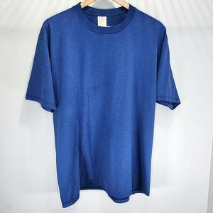 Jerzees Vintage 50/50 Cotton USA‎ Made Plain Shirt Blue Blank 90s Retro Size XL